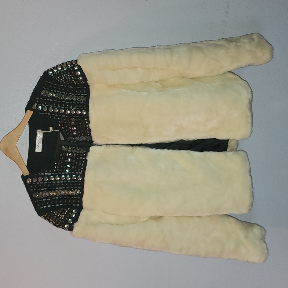 NWT Faux Fur and Bead Detail XL Coat